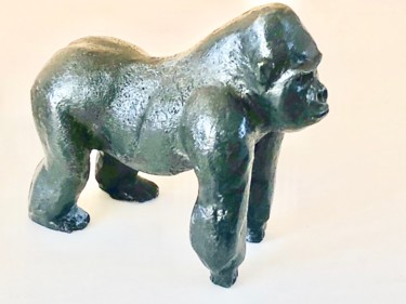 Скульптура под названием "gorille à dos argen…" - Denis Thebaudeau, Подлинное произведение искусства, Бронза