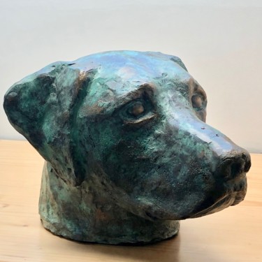 Sculpture intitulée "tête de labrador Br…" par Denis Thebaudeau, Œuvre d'art originale, Bronze