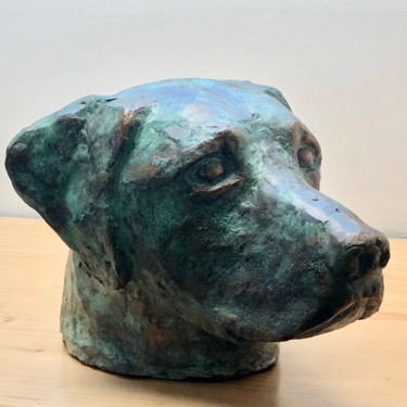 tête de labrador Bronze Sculpture intitulée "tête de labrador Br…" par Denis Thebaudeau, Œuvre d'art originale, Bronze