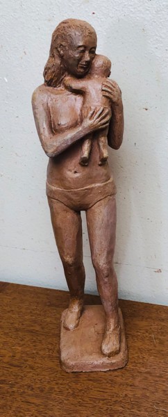 Escultura titulada "Maman et bébé" por Denis Thebaudeau, Obra de arte original, Terracota