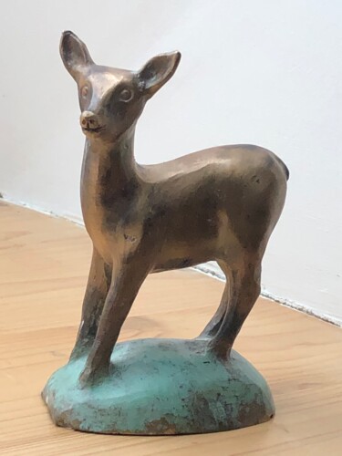 Sculpture intitulée "FAON, Petite Biche," par Denis Thebaudeau, Œuvre d'art originale, Bronze