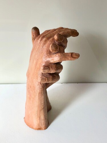 Escultura intitulada "mains entremêlées p…" por Denis Thebaudeau, Obras de arte originais, Terracota