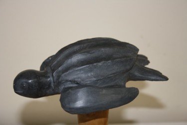 Sculpture titled "TORTUE LUTH" by Denis Thebaudeau, Original Artwork, Stone