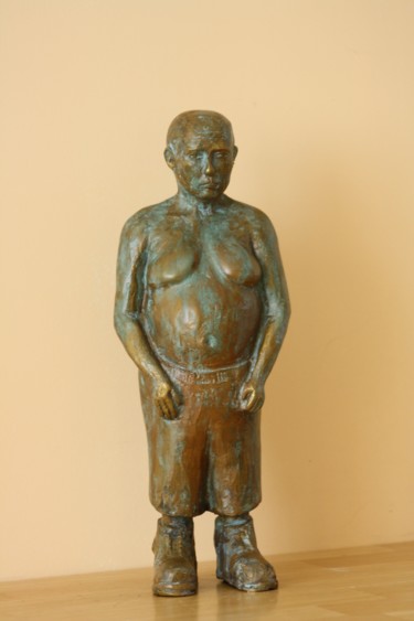 Sculptuur getiteld "bonhomme bronze" door Denis Thebaudeau, Origineel Kunstwerk, Bronzen