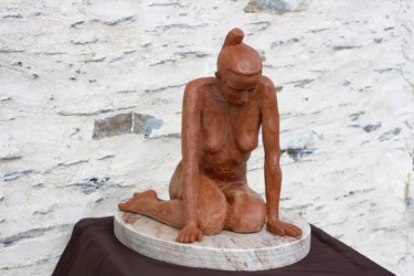 Скульптура под названием "Reflexion" - Denis Thebaudeau, Подлинное произведение искусства, Терракота