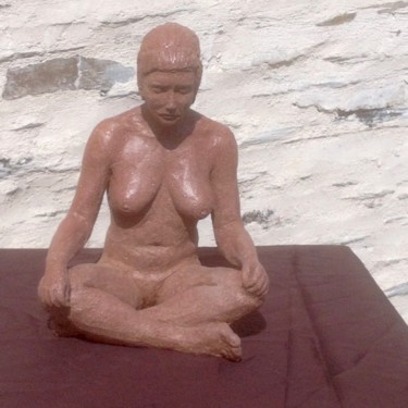 Sculpture intitulée "méditation" par Denis Thebaudeau, Œuvre d'art originale, Terre cuite