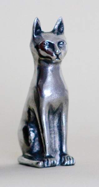 Sculpture titled "petit chat égyptien…" by Denis Thebaudeau, Original Artwork, Metals