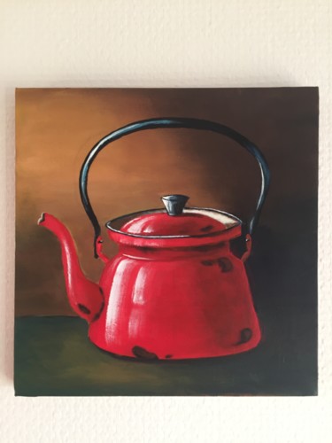 Pintura intitulada "Kırmızı çaydanlık" por Deniz Yılmaz Ötünçtemur, Obras de arte originais, Acrílico