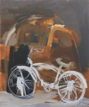 Painting titled "bisiklet-2012-tuval…" by Deniz Özsoydan, Original Artwork, Acrylic