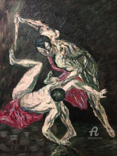 Peinture intitulée "Cain tuant Abel, d'…" par Denizzio, Œuvre d'art originale, Huile