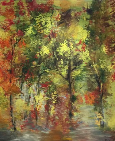 Painting titled "Autumn" by Dennie Yuen, Original Artwork, Acrylic