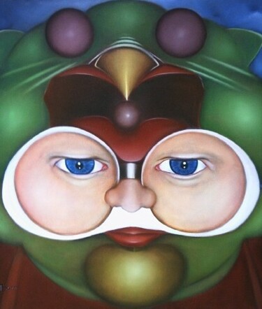 Painting titled "Vogelbekkikkerdier" by Dennis Van Den Bossche (D.Boss), Original Artwork, Oil