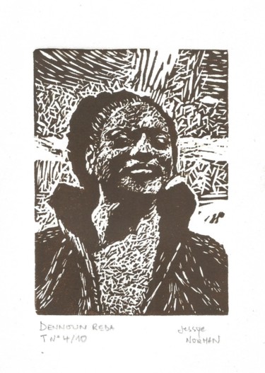 Gravures & estampes intitulée "Jessye Norman" par Reda Dennoun, Œuvre d'art originale, Linogravures