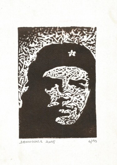 Gravures & estampes intitulée "Le tché" par Reda Dennoun, Œuvre d'art originale, Linogravures