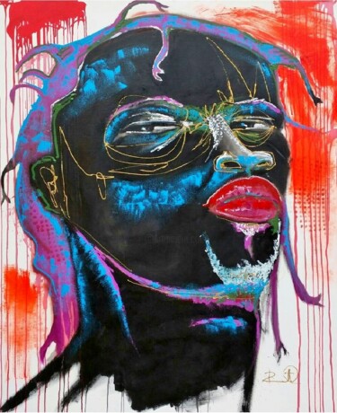 Painting titled "Proud to be black" by Dennys Santos Diaz, Original Artwork, Acrylic