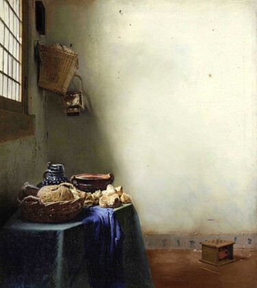 Gravures & estampes intitulée "Breakfast | Vermeer…" par Dent-De-Lion Du Midi, Œuvre d'art originale, Peinture numérique