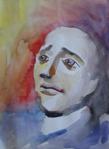 Картина под названием "Portrait" - Denys Bannikov, Подлинное произведение искусства, Акварель