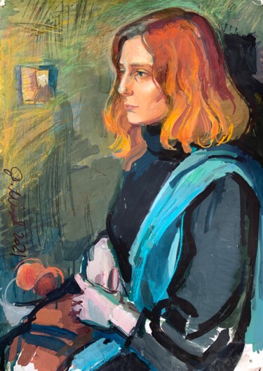 Pintura intitulada "Портрет Майи" por Denys Mikhov, Obras de arte originais, Guache