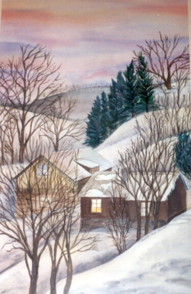 Peinture intitulée "Maryland Snow" par Deborah Paige Jackson, Œuvre d'art originale, Aquarelle Monté sur Autre panneau rigide