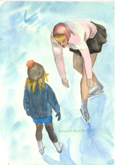 Painting titled "skaters.jpg" by Deborah Paige Jackson, Original Artwork, Watercolor
