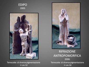 Scultura intitolato "edipo / rifrazione…" da Antonio De Paoli, Opera d'arte originale, Terracotta