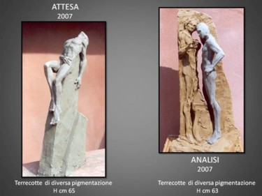 Scultura intitolato "attesa / analisi" da Antonio De Paoli, Opera d'arte originale, Terracotta