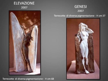 Scultura intitolato "ellevazione / genesi" da Antonio De Paoli, Opera d'arte originale, Terracotta