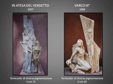 Scultura intitolato "in attesa di verdet…" da Antonio De Paoli, Opera d'arte originale, Terracotta