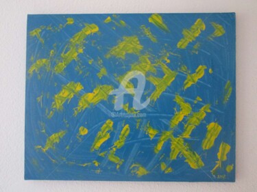 Peinture intitulée "bleu jaune-50x40cm.…" par Deph, Œuvre d'art originale, Acrylique