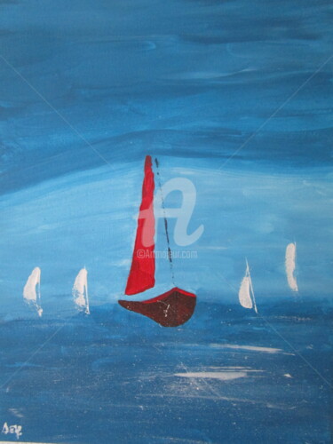 Peinture intitulée "marine-4-30x40cm.jpg" par Deph, Œuvre d'art originale, Acrylique