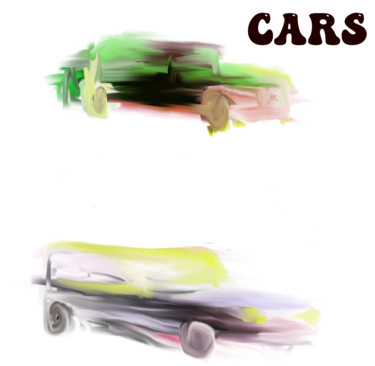 Digitale Kunst mit dem Titel "car2" von Weirdo Apache, Original-Kunstwerk, Digitale Malerei Auf Holzplatte montiert