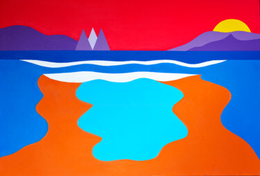 Arte digitale intitolato "Three Cliffs Bay" da Derek Harris, Opera d'arte originale, Stampa digitale
