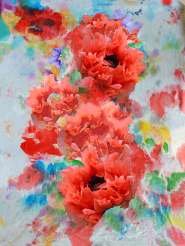 Fotografie getiteld "AB 12 Poppies in my…" door Derek Harris, Origineel Kunstwerk, Gemanipuleerde fotografie