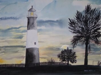 Painting titled "Tybee Island Lighth…" by Derek Mccrea, Original Artwork, Oil