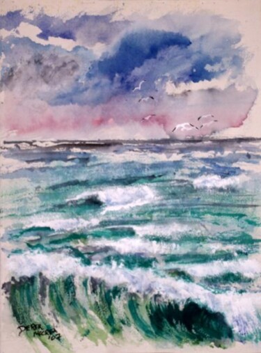 Painting titled "Wave Crash" by Derek Mccrea, Original Artwork, Oil
