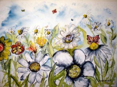 Painting titled "Butterfly landscape…" by Derek Mccrea, Original Artwork, Oil