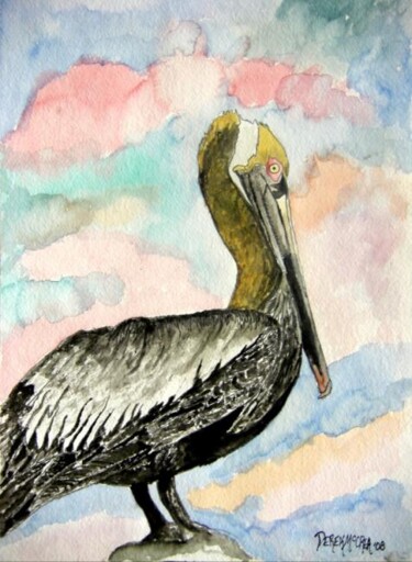 Painting titled "Pelican bird 2" by Derek Mccrea, Original Artwork, Oil