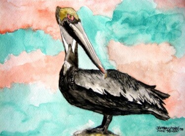 Painting titled "pelican bird 3" by Derek Mccrea, Original Artwork, Oil