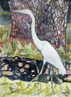 Painting titled "herron bird" by Derek Mccrea, Original Artwork, Oil