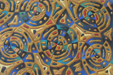 Картина под названием "Золото на синем" - Sergey Dergun, Подлинное произведение искусства, Пастель
