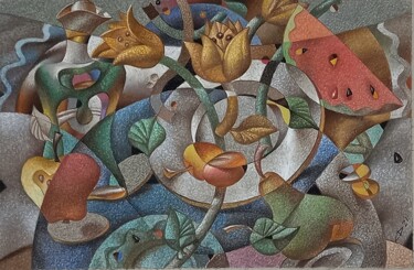Pittura intitolato "Watermelon seed" da Sergey Dergun, Opera d'arte originale, Pastello