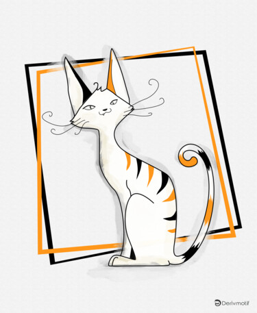 Arts numériques intitulée "Chat tigré" par Dérivmotif, Œuvre d'art originale, Travail numérique 2D