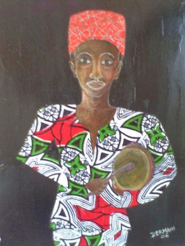 Painting titled "Drummer / Trommler" by Abdoul-Ganiou Dermani, Original Artwork