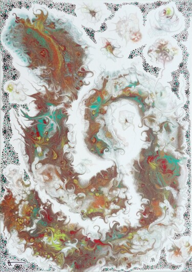 Картина под названием "Ver luisant" - Derollepot, Подлинное произведение искусства, Акрил Установлен на Деревянная рама для…