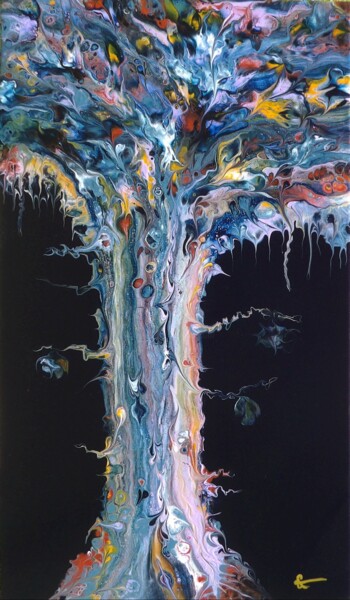 제목이 "Éruption pétrifiée"인 미술작품 Derollepot로, 원작, 아크릴 나무 들것 프레임에 장착됨