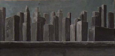 Peinture intitulée "ARRIVEE A NEW YORK 3" par Derrey, Œuvre d'art originale