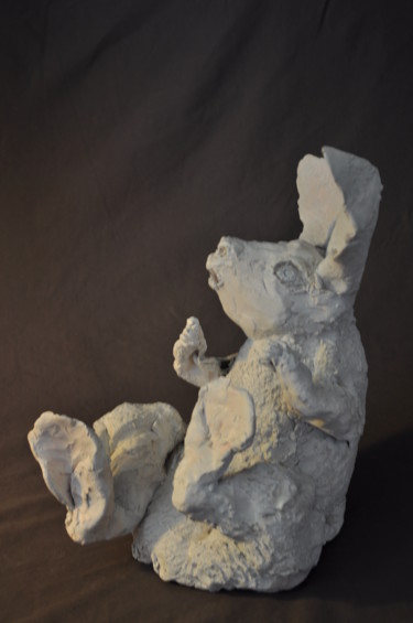 Sculpture intitulée "le Lapin d'Alice" par Derrey, Œuvre d'art originale, 