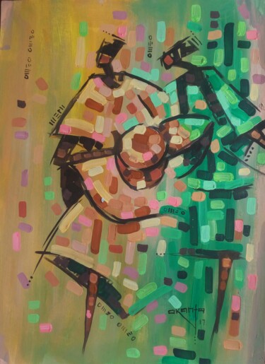 Malerei mit dem Titel "Players" von Derrick Okanta, Original-Kunstwerk, Acryl