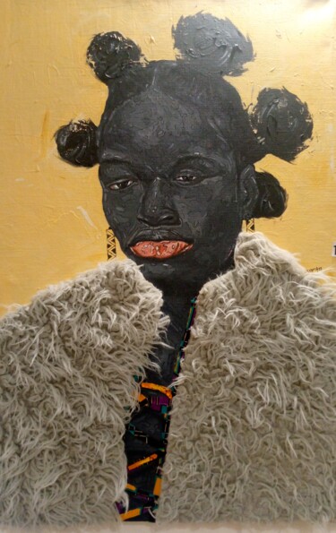 Коллажи под названием "Birthday Mood" - Derrick Okanta, Подлинное произведение искусства, Ткань