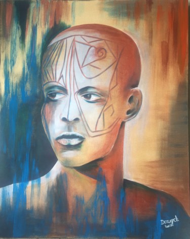 Painting titled "Guerrier" by Lucie Deruyck, Original Artwork, Acrylic